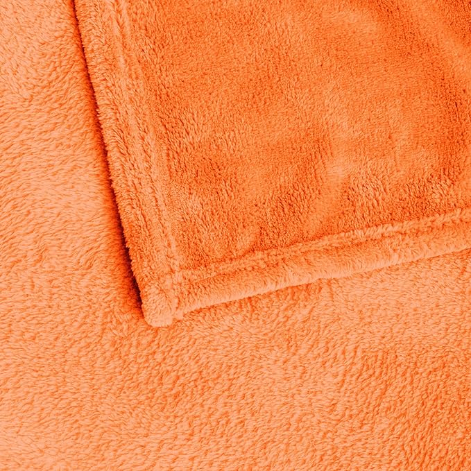 BEDELITE Fleece Blanket Twin Size Orange Throw Blanket for Couch & Bed, Luxury Plush Cozy Fuzzy Fall Blanket 60x80 inches, Super Soft & Warm Blankets for Travel Camping