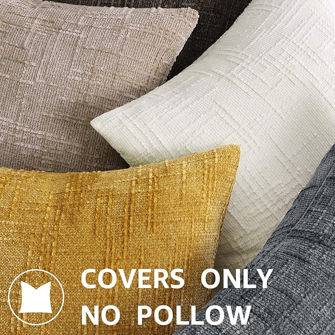 decorUhome Dark Grey Chenille Euro Sham Throw Pillow Covers 26x26 Set of 2 Textured Soft Cozy Slubby Couch Pillow Covers Modern Farmhouse Boho Decorative Pillow Cases for Bed Sofa Living Room