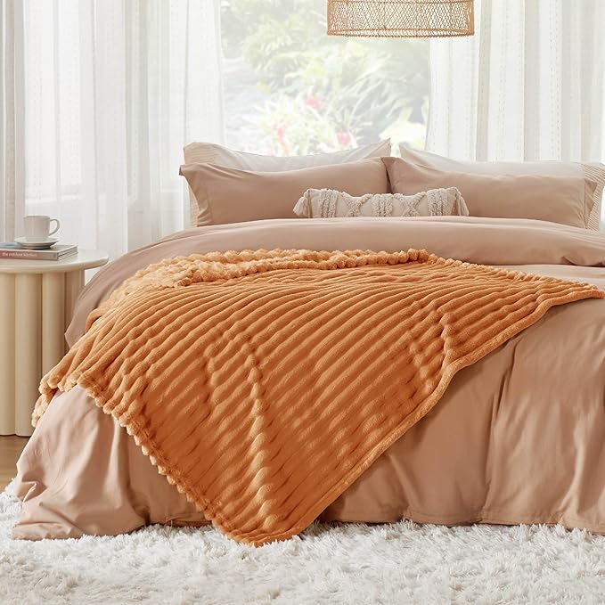 Bedsure GentleSoft Orange Fall Throw Blanket for Couch - Cozy Soft Blankets for Women, Cute Small Fall Throws for Girls, Orange, 50x60 Inches