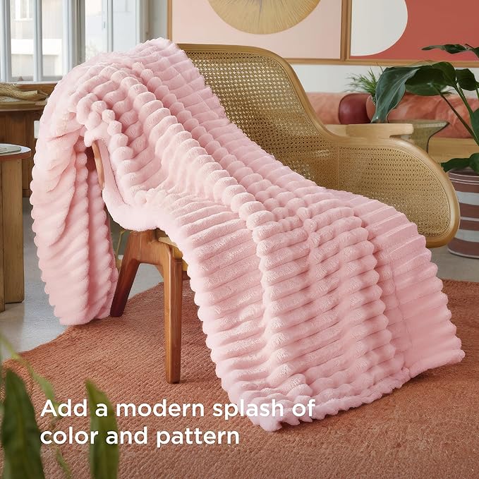 Bedsure GentleSoft Coral Pink Fleece Twin Blanket for Couch - Super Soft Cozy Blankets for Women, Cute Small Blanket for Girls, 60x80 Inches