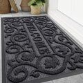 Smiry Welcome Door Mat Outside Entrance, Heavy Duty Trap Dirt and Moisture Easy Clean Low Profile Patio Porch Indoor Outdoor Front Doormat for Entry, 47x32 Inch, Grey
