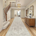 Madane 3x20 Hallway Runner Rug - Extra Long Carpet Runners for Hallways 20ft Non Slip Stain Resistant Rugs Runner for Living Room Bedroom 20 Feet Distressed Floor Carpet for Kitchen, Beige/Brown