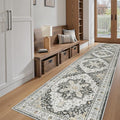 Madane Hallway Runner Rug 2'6''x12' Kitchen Runner, Non Slip Vintage Runners for Hallways Washable Kitchen Rugs Soft Low Pile 2.5x12 ft Rug Runner for Laundry Room, Entryway and Bedroom, Black