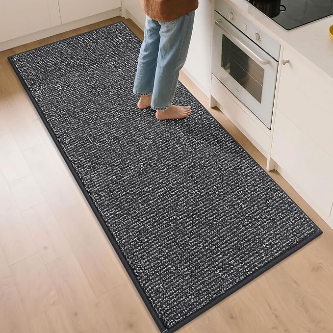 BEQHAUSE Kitchen Runner Rugs 32"x72", Non-Slip Kitchen Mats for Floor, Super Absorbent and Stain Resistant Kitchen Rug, Machine Washable Rugs for Kitchen, Hallway, Laundry & Sink, Charcoal
