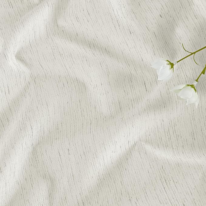 RYB HOME Ivory White 100% Blackout Curtains for Bedroom, Linen Drapes Back Tab&Rod Pocket, Thermal Insulated Privacy Assurd Curtains for Sliding Glass Doors/Dining/Living Room, W52 x L96, 2 Panels