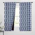 Beauoop 100% Blackout Curtains 63 Inches Long 2 Panels for Bedroom Living Room Blue Moroccan Geo Room Darkening Thermal Insulated Soundproof Rod Pocket Back Tab Window Treatments Drapes, 50x63