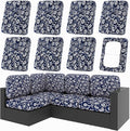 hyha 8Pcs Patio Cushion Covers, Stretch Outdoor Couch Cushion Covers Replacement, Washable Outdoor Chair/Sofa Slipcovers for Patio Furniture Cushions Protector with Elastic Bottom(Baroque,Cover Only)