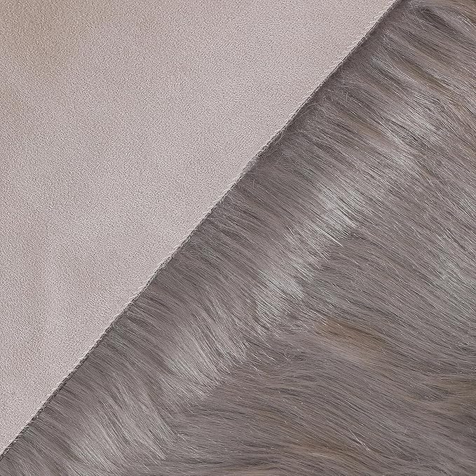 linmopm Faux Fur Rug Sheepskin Shag Fluffy Fuzzy Grey 3x3 ft Rugs for Bedroom Bedside Bed Floor Living Room Plush Round High-Density Cushion Carpet Super Sofa Cover