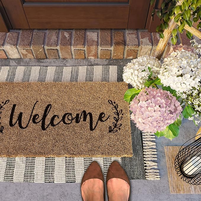 Barnyard Designs Doormat Welcome Mat for Outdoors, Large Front Door Entrance Mat, Brown (Welcome, 30x17)