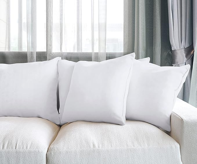 Utopia Bedding Throw Pillows (Set of 4, White) – 20 x 20 Inches Down Alternative Pillows for Bed, Sofa, and Couch - Fluffy Decorative Stuffer Pillow for Indoors & Outdoors