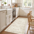 3x8 Runner Rug Non Slip Washable for Entryway, Vintage Hallway Runner for Front Porch, Laundry Room, Bedroom, Abstract Stain Resistant Thin Indoor Kitchen Mats for Floor(3'x8', Beige/Ivory)