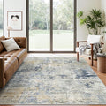 Soalmost 6x9 Abstract Area Rugs for Living Room 6 x 9 Washable Non Slip Low Pile Gray Rugs for Bedroom Dining Room Foldable Thin Blue Yellow