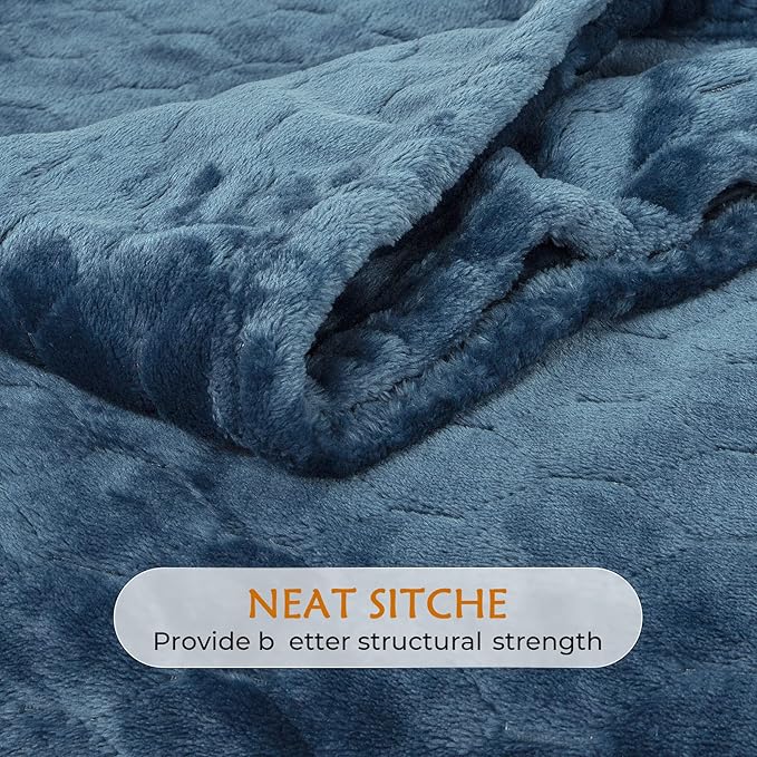TOONOW Fleece Blanket Super Soft Plush Throw Blanket 50" x 60" Cozy Fuzzy Bed Blankets Geometric Pattern Comfy Microfiber Flannel Blankets for Couch, Bed, Sofa, Navy Blue