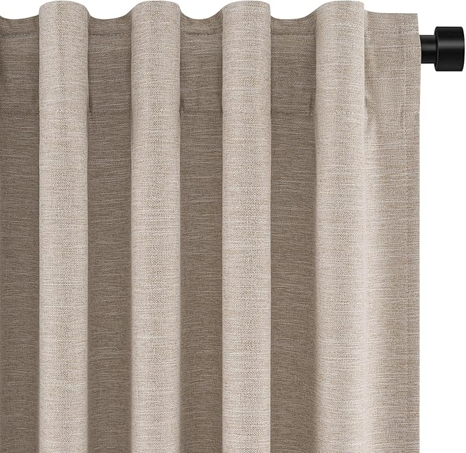 Topfinel 72 Inch Long Black Out Linen Boho Curtains for Living/Bedroom 2 Panels Set Room Darkening Curtains 72 Inches Length Drapes for Window Energy Saving Noise Reducing Nursery (52" W x 72" L)