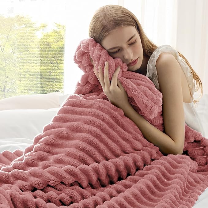 Bedsure GentleSoft Dusty Pink Fleece Blanket for Couch - Cozy Soft Blankets for Women, Cute Small Throws for Girls, 50x70 Inches