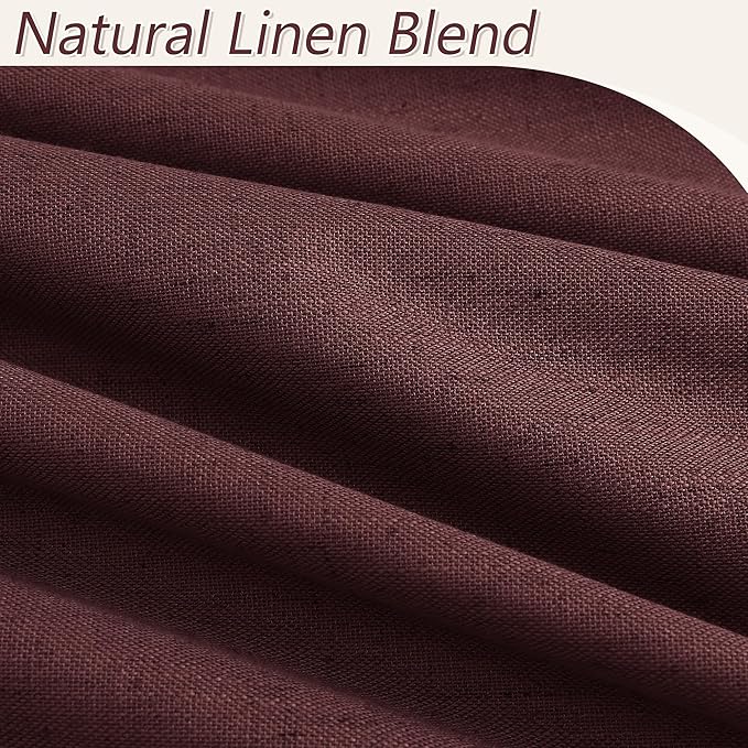Guken 100% Blackout Curtains 90 Inch Length 2 Panels Set for Living Room Bedroom Back Tab Thermal Insulated Black Out Linen Drapes Room Darkening Reddish Brown,52x90