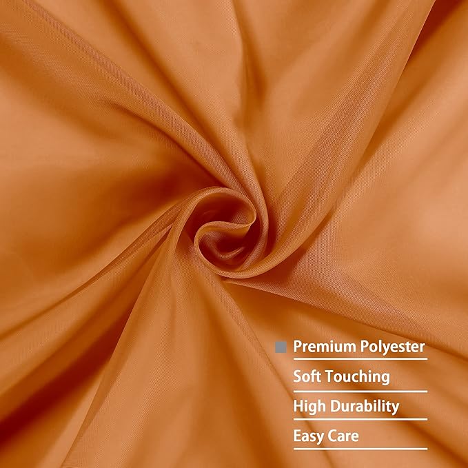 OWENIE Sheer Curtains 90 Inches Long 2 Panels Set for Bedroom, Light Filtering Sheer Curtains Rod Pocket Voile Drapes for Living Room, Airy Soft-Touching Drapes, Orange, Each 42" W x 90" L