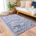 Small Rugs for Bedroom, Fluffy 2x3 Rug Throw Non Slip for Bedside Dorm Kids Room, Plush Comfy Shag Carpet for Home Decor Aesthetic, Grey