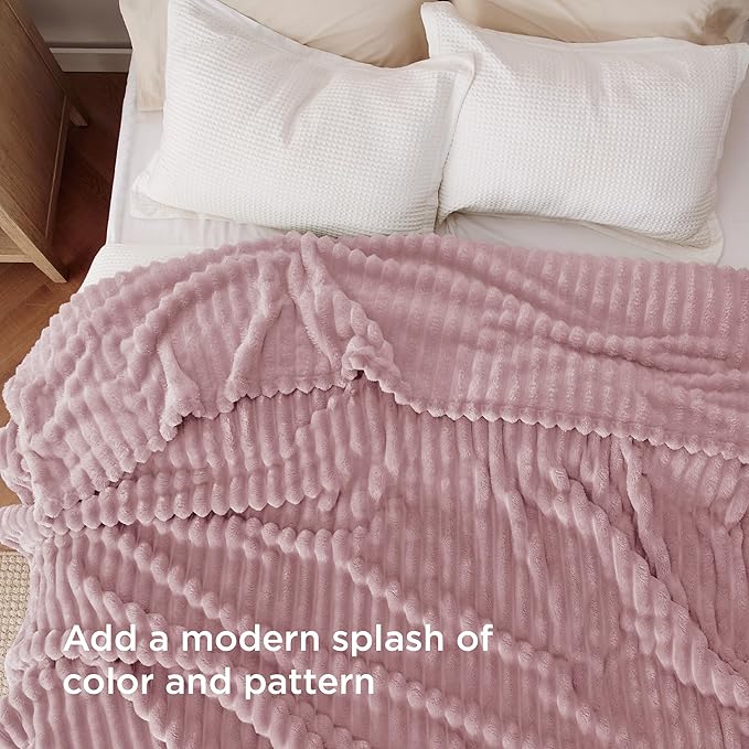 Bedsure GentleSoft Pink Fleece Blanket for Couch - Cozy Soft Blankets for Women, Cute Small Throws for Girls, 108x90 Inches