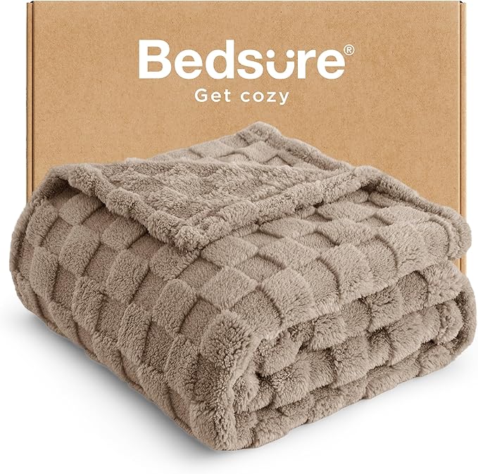 Bedsure GentleSoft Light Brown Throw Blanket for Couch - Super Soft Cozy Blankets Gifts for Kids Girls, Cute Small Fleece Throws for Bedroom Home Decor, 50x70 Inches