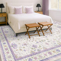 8x10 Large Lavender Rug for Bedroom, Floral Area Rug for Living Room, Dinning Room Under Table, Cute Fantasy Décor, Non Slip Low Pile Stain Resistant Washable Foldable Carpet