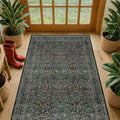 Vintage Floral Dark Green 3x5 Area Rugs for Entryway, Kitchen, Bedroom Beside Rug, Laundry Room, Non-Slip Low Pile Ultra Soft Stain Resistant Small Carpet