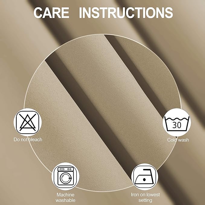 LEMOMO Beige Blackout Curtains/52 x 108 Inch/Set of 2 Panels Room Darkening Curtains for Bedroom