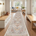3x16 Runner Rug for Hallway, Non-Slip Long Kitchen Mats for Floor, Vintage Washable Rug for Entryway, Soft Hallway Runner for Dining Room, Bedroom, Living Room(Orange,3'x16')