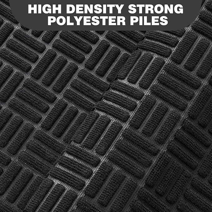 Mibao Front Door Mat, Heavy Duty Durable Welcome Mat for Outdoor Indoor, Dirt Trapper Waterproof Super Absorbent Door Mat for Entryway Outside Patio Porch, 35.5" x 24", Black