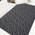 OLANLY Front Door Mat Indoor Outdoor Entrance, Waterproof All-Season, All-Weather Doormat, Sturdy Natural Rubber, Low Profile, Easy Clean Patio Porch Entryway Mat, Herringbone Brick (Grey, 59x35)