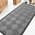 OLANLY Front Door Mat Outside Entrance 59x23, Absorbent, Heavy Duty Sturdy Natural Rubber Doormat Indoor Outdoor, Stain and Fade Resistant, Non-Slip Low Profile Floor Mat for Entryway, Grey Diamond