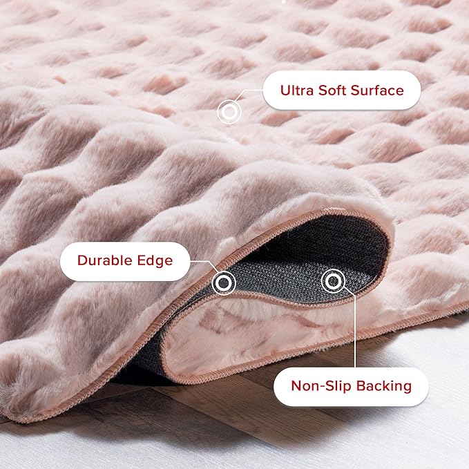 nuLOOM 5' x 8' Cozy Plush Area Rug, Machine Washable, Non-Slip, Soft Fluffy Shag Carpet for Living Room Bedroom Kids Room Nursery Home Decor, Jeni Blush