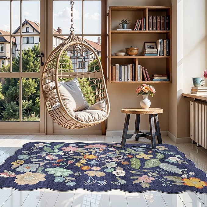 Washable 3x5 Entryway Area Rugs: Ultra Soft Low Pile Carpet for Kitchen Nursery Indoor Light-Weight Doormat Anti-Slip Thin Water-Resistant Rug for Living Room Bedroom Small Floor Mat(3x5,Purple)