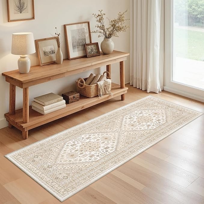 zesthome 2x6 Runner Rug for Hallways, Machine Washable Rug, Non Slip Vintage Low Pile Runners, Stain Resistant Runners for Entryway, Kitchen, Bathroom, Laundry Room, Corridor