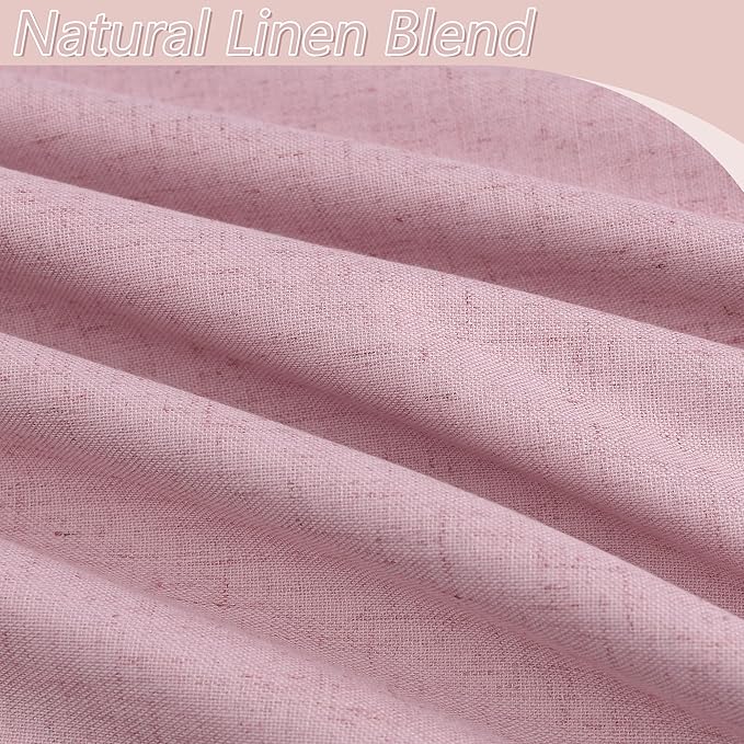 Guken 100% Blackout Curtains 102 Inch Length 2 Panels Set for Living Room Bedroom Back Tab Thermal Insulated Black Out Linen Drapes Room Darkening Rose,52x102