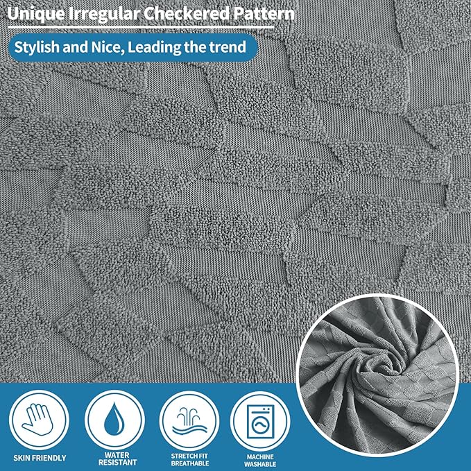 ZNSAYOTX Stretch Cushion Covers for Sofa, Individual Sofa Seat Covers Removable with Elastic Band & Ties, Sectional Couch Cushion Cover Replacement Soft Cozy Washable (3Pc, Light Gray)