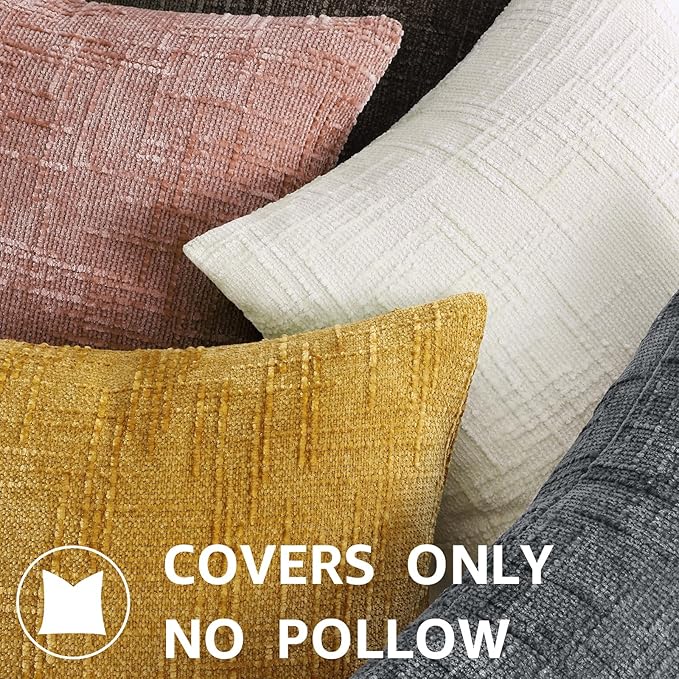 decorUhome Summer Pink Chenille Euro Sham Throw Pillow Covers 22x22 Set of 2 Textured Soft Cozy Slubby Couch Pillow Covers Modern Farmhouse Boho Decorative Pillow Cases for Bed Sofa Living Room