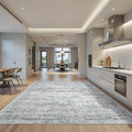 6x9 Rug for Living Room,Soft Low Pile Indoor Washable Rugs for Bedroom, Non-Slip Backing Vintage Large Area Rug, Printed Abstract Carpet(6'x9', Grey/Ivory)