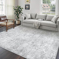 PureCozy 6x9 Area Rug Washable Vintage Living Room Carpet Large Indoor Non Slip Grey Bedroom Distressed Low Pile Retro Accent Throw Rug for Dining Room