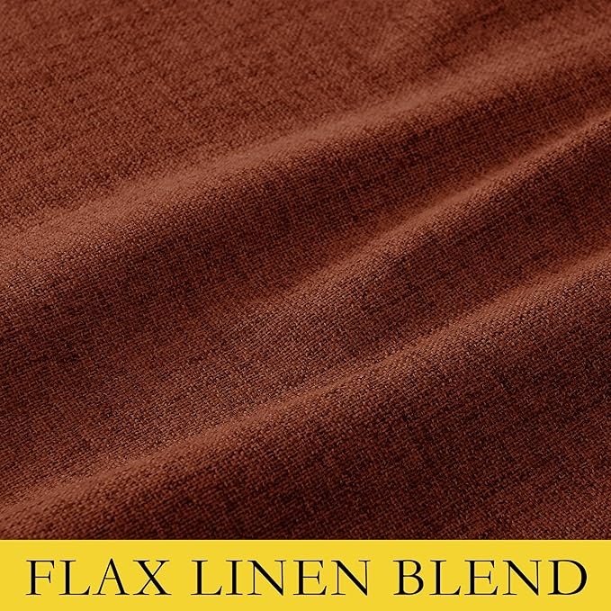 NICETOWN 100% Absolutely Blackout Linen Curtains with Thermal Insulated Liner, 42" Wide, 2 Panels, 63" Long Drapes, Grommet Retro Burnt Orange Linen Curtains Vertical Drapes Privacy for Bedroom
