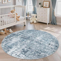 Blue /Grey Round Rug 6ft Living Room Circle Rug Vintage (6x6)