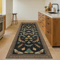 Green and Black 3x12 Long Runner Rugs for Hallway - Boho Door Rugs for Entryway Indoor Washable, 12ft Nature Insect Stain Resistant Kitchen Carpet, Low Pile & Soft Indoor Décor