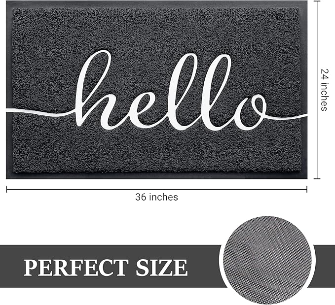 BeneathYourFeet Door Mat (36"x24",Black) Welcome Mat Low Profile Front Doormat Indoor Outdoor Door Non Slip Rugs for Entryway, Patio, High Traffic Areas