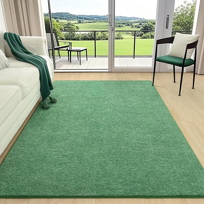 AROGAN Washable 6×9 Living Room Rug, Modern Area Rugs with Soft Memory Foam for Bedroom, Minimalist Non-Slip Indoor Floor Carpet for Dining Room Office Kids Playroom Decor, Matte Green