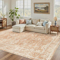 Madane 5x7 Area Rugs for Living Room, Washable Vintage Rug with Non-Slip Backing, Soft Floral Print Throw Rugs Floor Low Pile Carpet for Bedroom Dining Room Farmhouse (5 x 7, Jasper Orange)