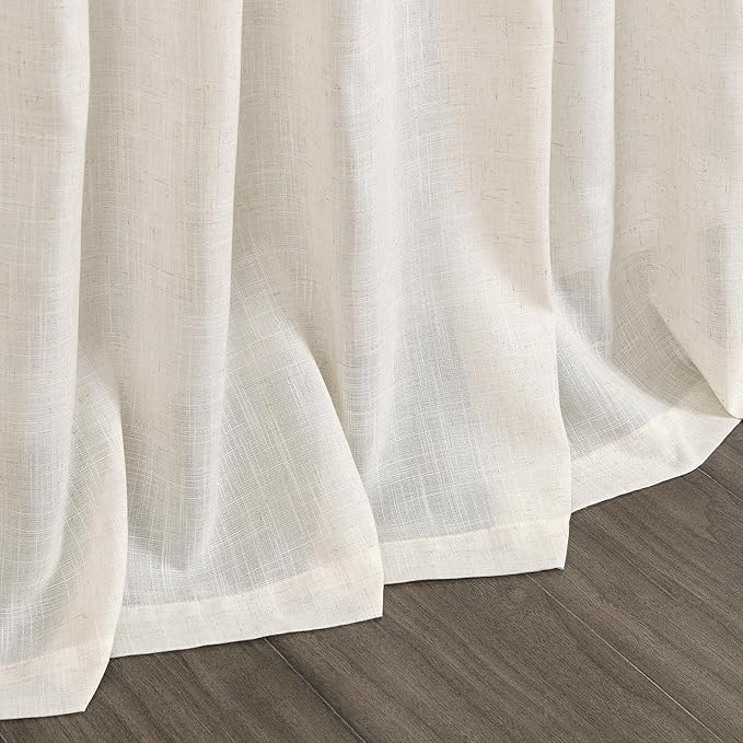 Nanspring Modern Linen Curtains for Living Room 72 Inches Long Light Filtering Semi Sheer Curtain Back Tab Neutral Luxury Modern Farmhouse Decor Linen Blend Drapes for Bedroom 52x72, 2 Panels