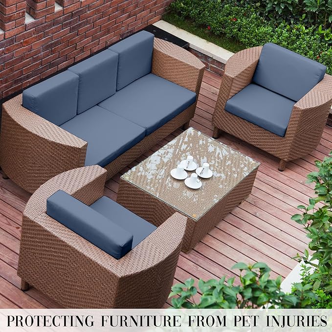Outdoor Cushion Covers Set,14PCS Patio Furniture Couch Seat Slipcovers, Replacement for Sofa Sectional Chair(Cover，Only)