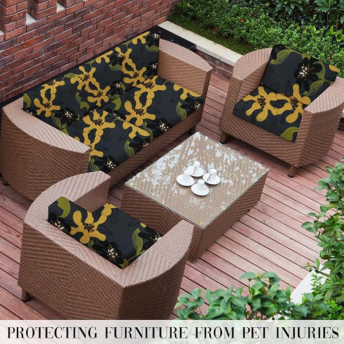 Outdoor Cushion Covers Set,8PCS Patio Furniture Couch Seat Slipcovers, Replacement for Sofa Sectional Chair(Cover，Only)