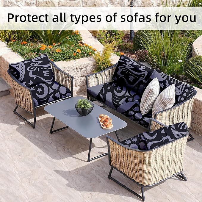 8Pcs Stretch Patio Cushion Covers,Outdoor Couch Covers Replacement,Outdoor Couch & Sofa Slipcovers,for Patio Furniture Cushion Covers,Washable Reusable urniture Protector(Grey Pigeon,8PCS)