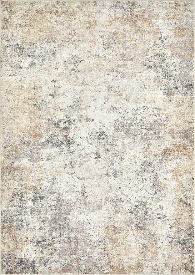 UERMEI 12x14 Area Rug Living Room Rugs - Washable Neutral Modern Abstract Soft Thin Large Rug Indoor Floor No Slip Rug Carpet for Bedroom Under Dining Table Home Office Decor - Golden Grey
